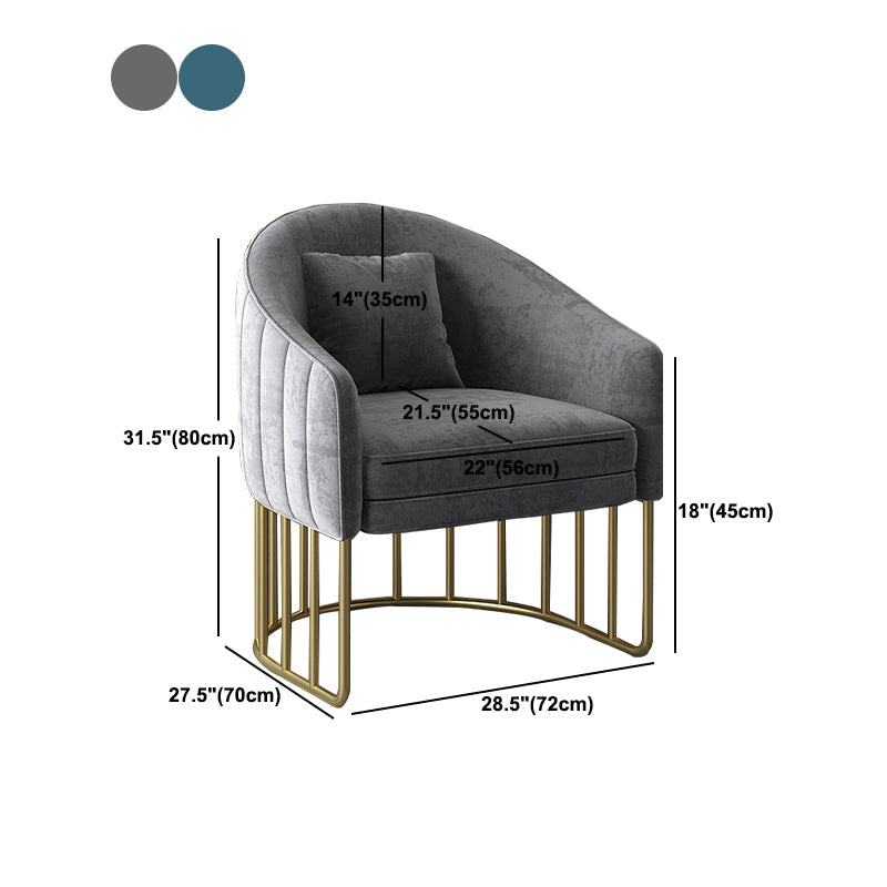 Velvet Barrel Accent Chaid 27,55 "Ligne de large Chaise incluse avec des jambes dorées