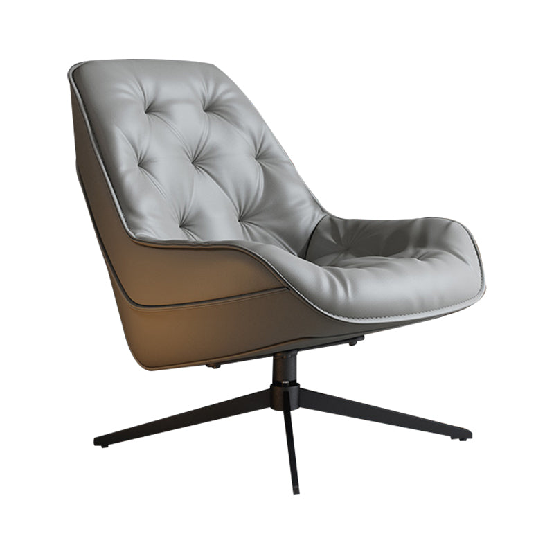 Genuine Leather Armless Chair 30.51" Wide Accent Chair with Tufted Back