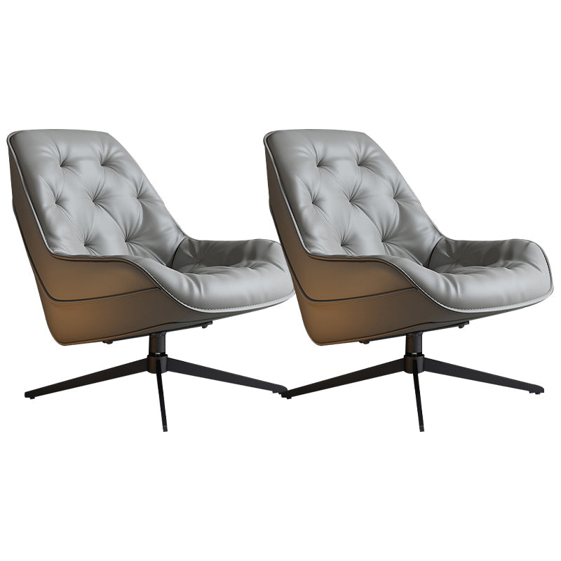 Genuine Leather Armless Chair 30.51" Wide Accent Chair with Tufted Back