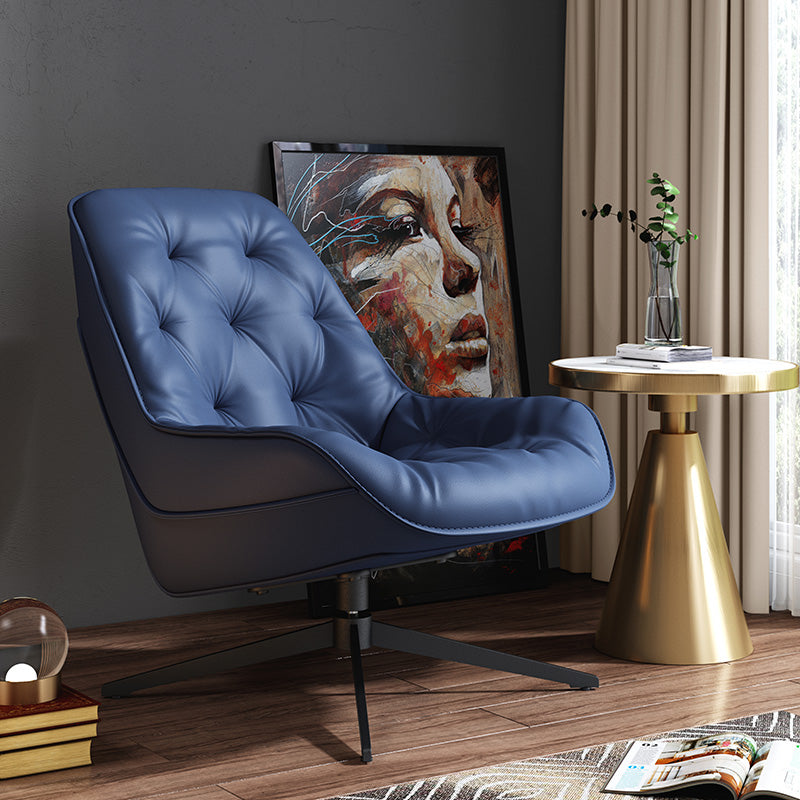 Genuine Leather Armless Chair 30.51" Wide Accent Chair with Tufted Back