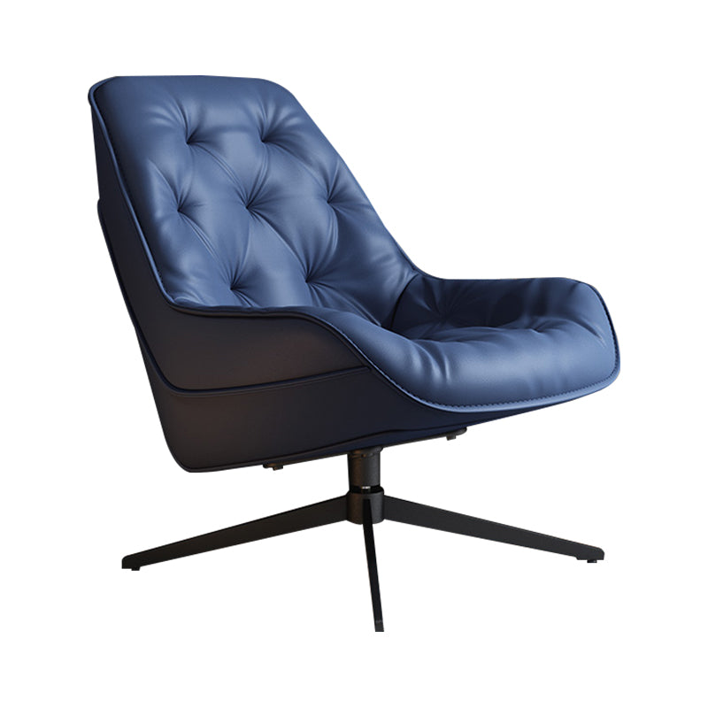 Genuine Leather Armless Chair 30.51" Wide Accent Chair with Tufted Back