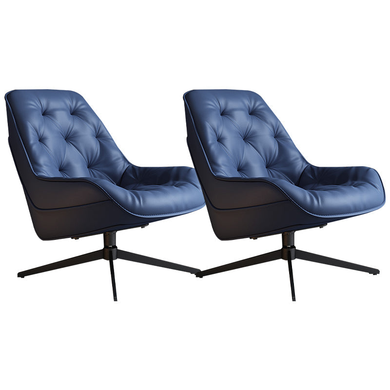 Genuine Leather Armless Chair 30.51" Wide Accent Chair with Tufted Back