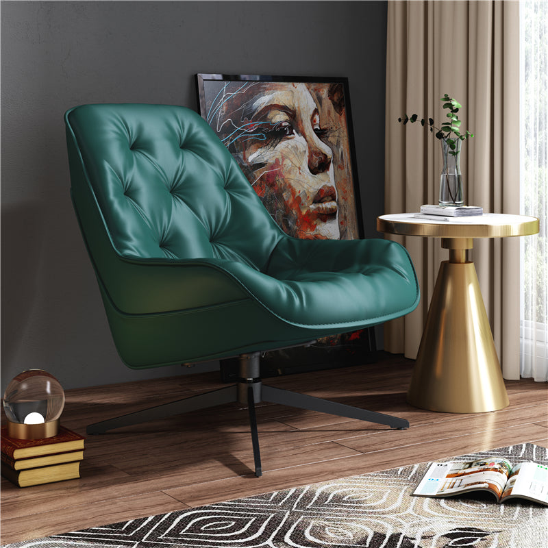 Genuine Leather Armless Chair 30.51" Wide Accent Chair with Tufted Back