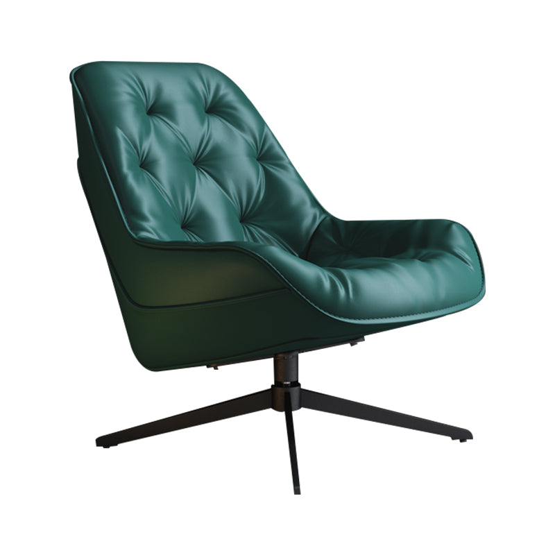 Genuine Leather Armless Chair 30.51" Wide Accent Chair with Tufted Back