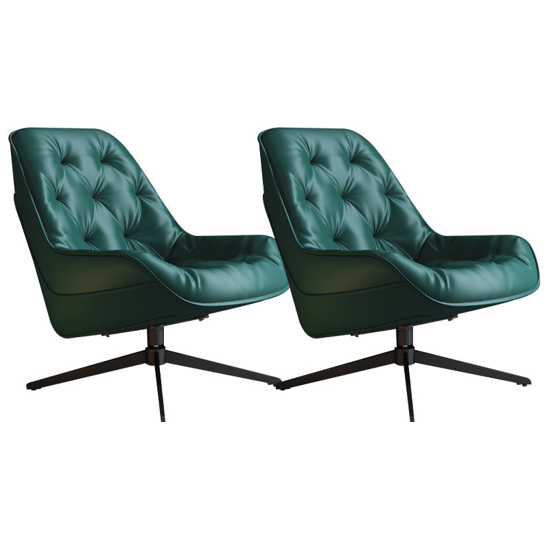 Genuine Leather Armless Chair 30.51" Wide Accent Chair with Tufted Back