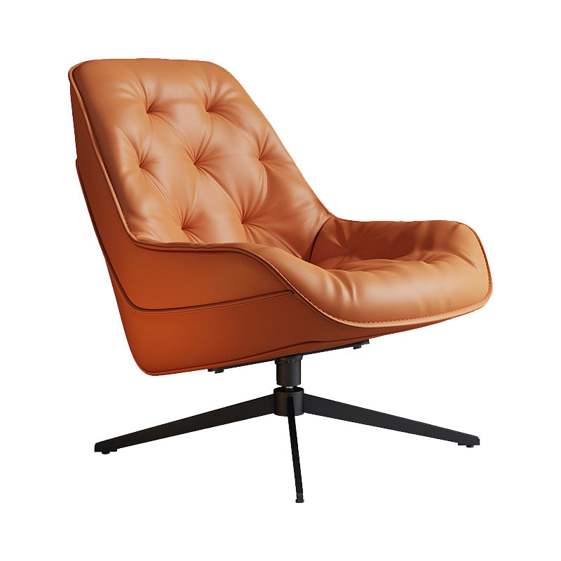 Genuine Leather Armless Chair 30.51" Wide Accent Chair with Tufted Back