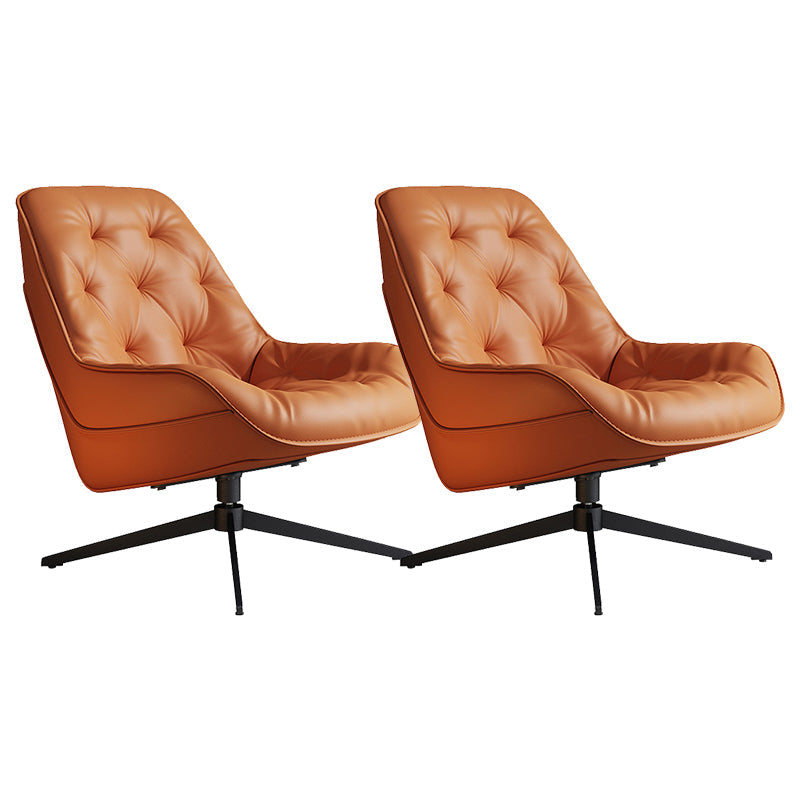 Genuine Leather Armless Chair 30.51" Wide Accent Chair with Tufted Back