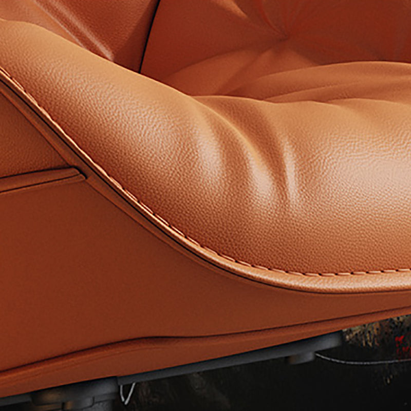 Genuine Leather Armless Chair 30.51" Wide Accent Chair with Tufted Back