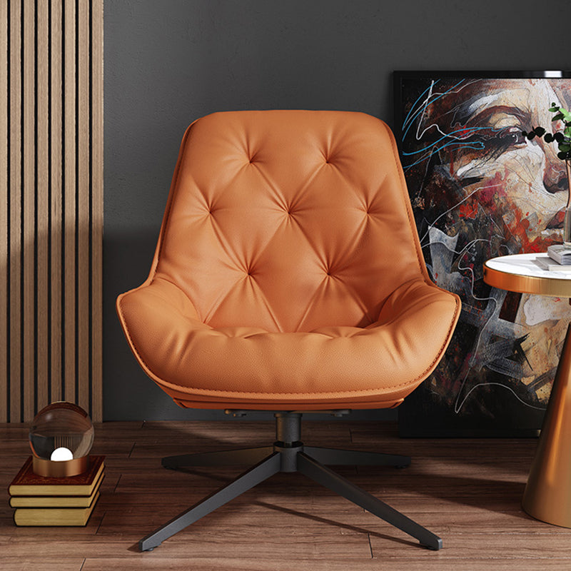 Genuine Leather Armless Chair 30.51" Wide Accent Chair with Tufted Back