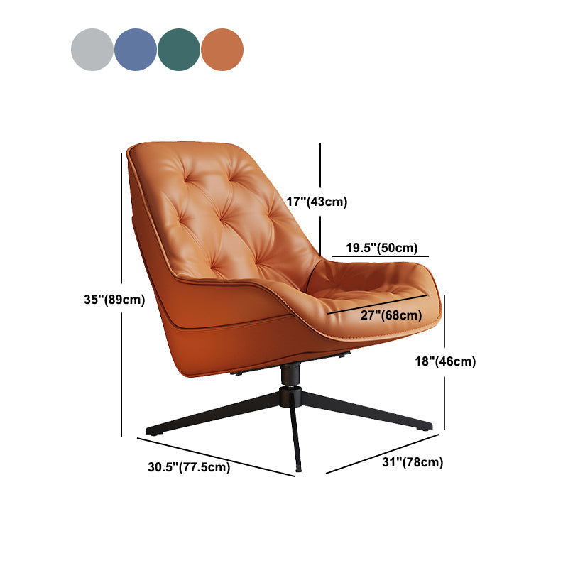 Genuine Leather Armless Chair 30.51" Wide Accent Chair with Tufted Back