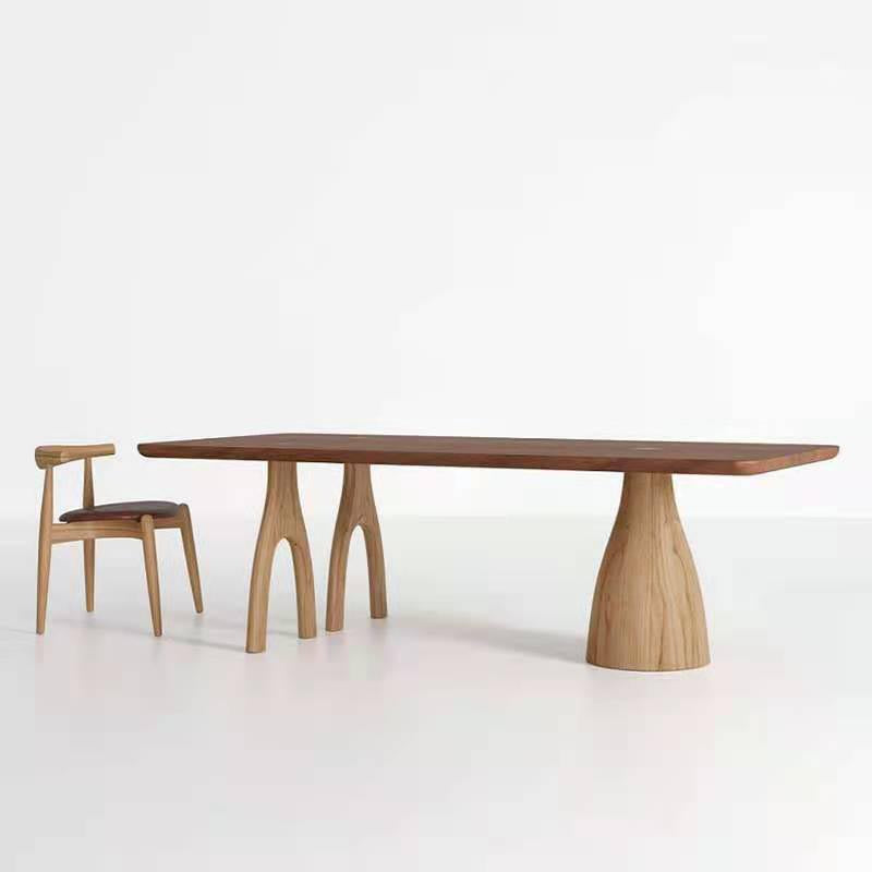 Rectangular Solid Wood Dining Table Modern Brown Furniture with Tripod Base for Home Use 86.6"L x 31.5"W x 29.5"H Without Chairs Clearhalo 'Dining Tables & Seating' 'Dining Tables' 'dining_table' 'furn' 'furn_dining_table' 'Furniture' 'Kitchen & Dining Furniture' 6056626