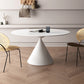 Round Stone Dining Table Modern White-black Furniture with Pedestal Base for Home