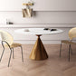 Round Stone Dining Table Modern White-black Furniture with Pedestal Base for Home