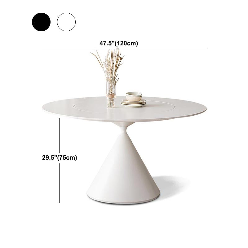 Round Stone Dining Table Modern White-black Furniture with Pedestal Base for Home