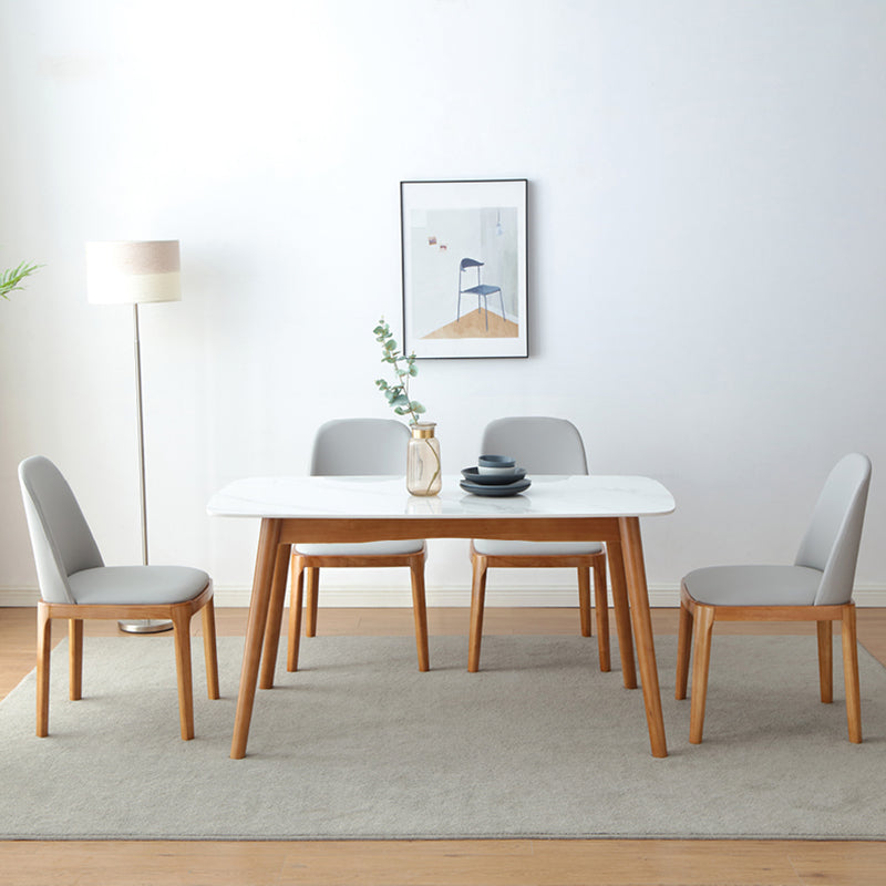 Stone Dining Table Traditional Luxury Dining Table with Solid Wood Base White Walnut Clearhalo 'Dining Tables & Seating' 'Dining Tables' 'dining_table' 'furn' 'furn_dining_table' 'Furniture' 'Kitchen & Dining Furniture' 6056679