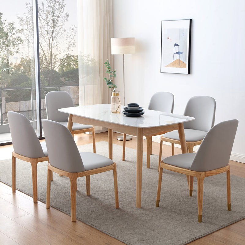 Stone Dining Table Traditional Luxury Dining Table with Solid Wood Base White Natural Clearhalo 'Dining Tables & Seating' 'Dining Tables' 'dining_table' 'furn' 'furn_dining_table' 'Furniture' 'Kitchen & Dining Furniture' 6056680