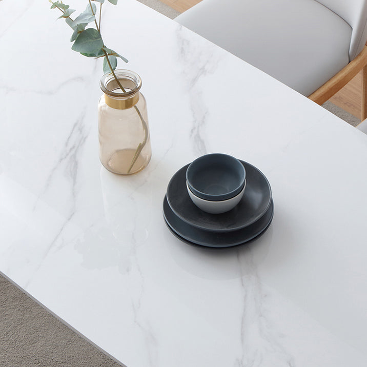 Stone Dining Table Traditional Luxury Dining Table with Solid Wood Base Clearhalo 'Dining Tables & Seating' 'Dining Tables' 'dining_table' 'furn' 'furn_dining_table' 'Furniture' 'Kitchen & Dining Furniture' 6056685