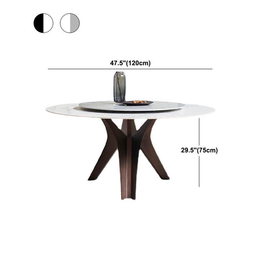 Tavolo da pranzo in pietra sinterizzato rotondo moderni mobili di giradischi neri grigi con base di piedistallo