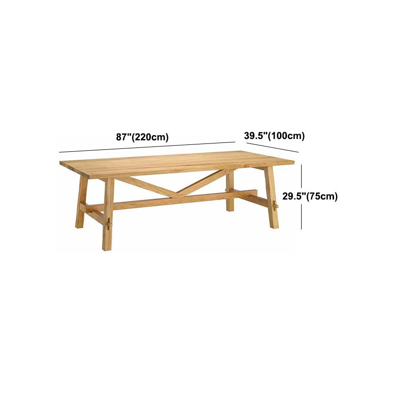 Rechteckige Trestle Basis Esstisch moderne massive Holz natürliche Möbel für das Restaurant