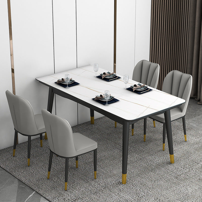 Rechthoekige gesinterde stenen eettafel luxe 4 poten meubels in matte afwerking voor thuis