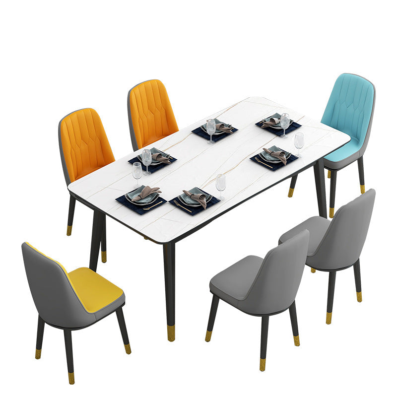 Rechthoekige gesinterde stenen eettafel luxe 4 poten meubels in matte afwerking voor thuis