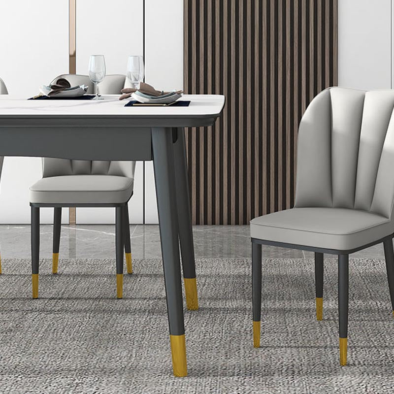 Rechthoekige gesinterde stenen eettafel luxe 4 poten meubels in matte afwerking voor thuis