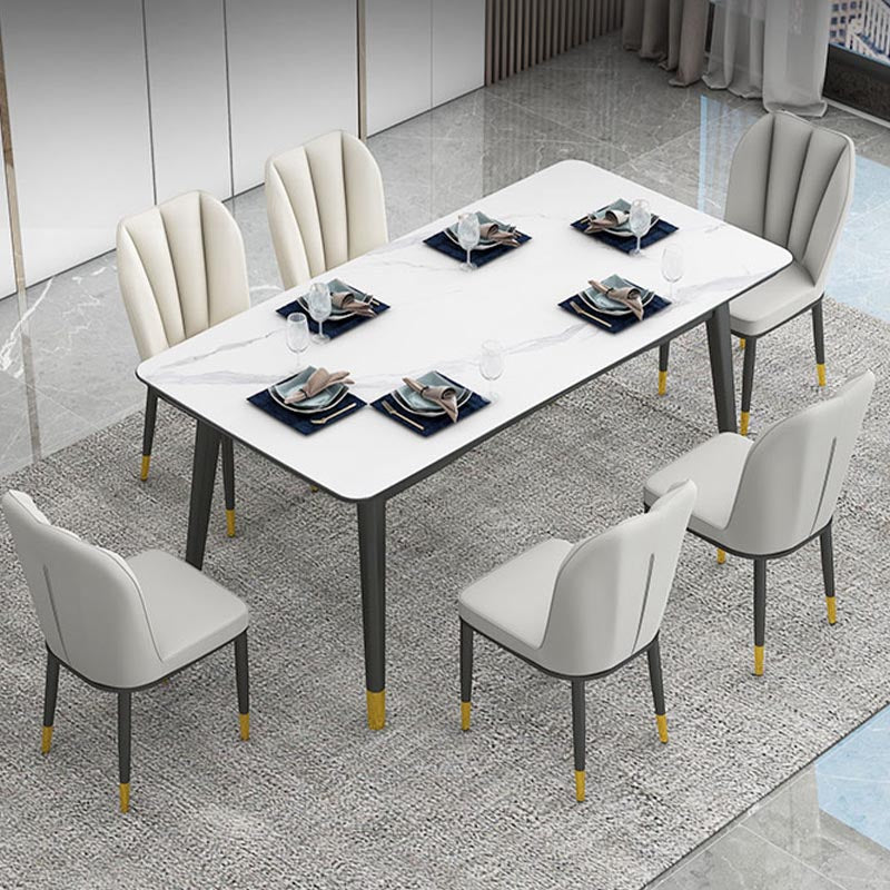 Rechthoekige gesinterde stenen eettafel luxe 4 poten meubels in matte afwerking voor thuis