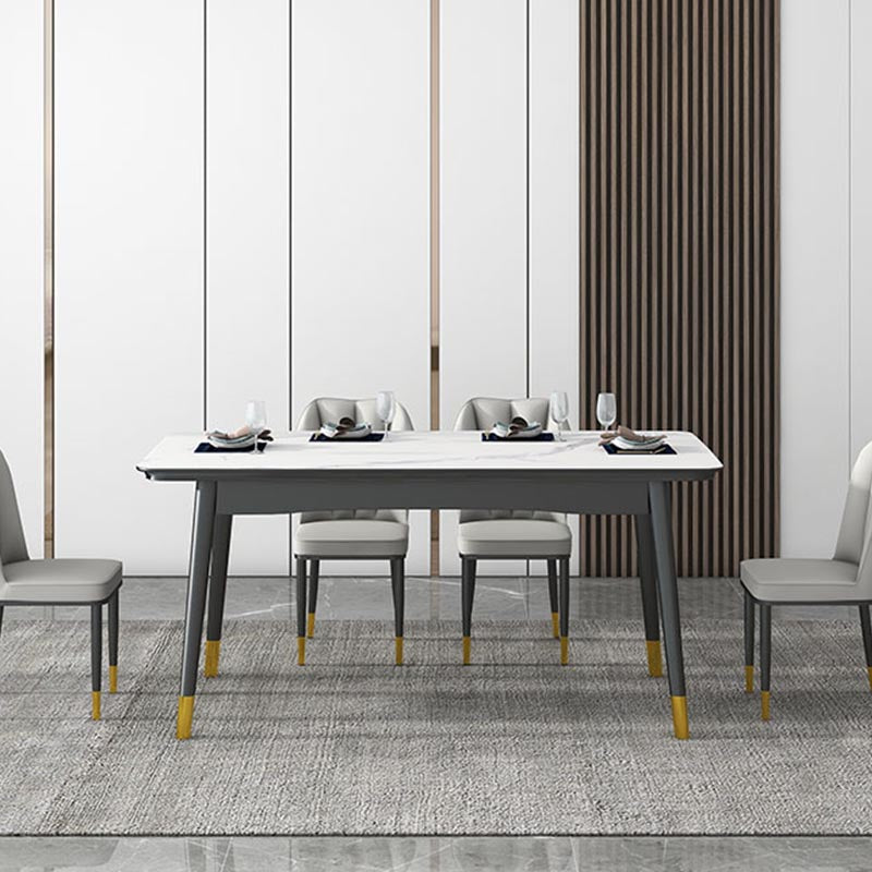 Rechthoekige gesinterde stenen eettafel luxe 4 poten meubels in matte afwerking voor thuis