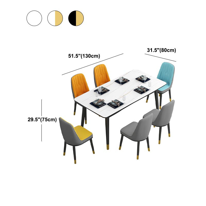 Rechthoekige gesinterde stenen eettafel luxe 4 poten meubels in matte afwerking voor thuis