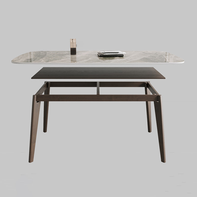 Rectangle Dining Table Oak Solid Wood Base Dining Table with 4 Legs Clearhalo 'Dining Tables & Seating' 'Dining Tables' 'dining_table' 'furn' 'furn_dining_table' 'Furniture' 'Kitchen & Dining Furniture' 6056818