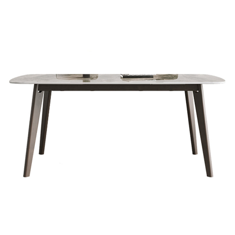 Rectangle Dining Table Oak Solid Wood Base Dining Table with 4 Legs Gray Without Chairs Clearhalo 'Dining Tables & Seating' 'Dining Tables' 'dining_table' 'furn' 'furn_dining_table' 'Furniture' 'Kitchen & Dining Furniture' 6056819