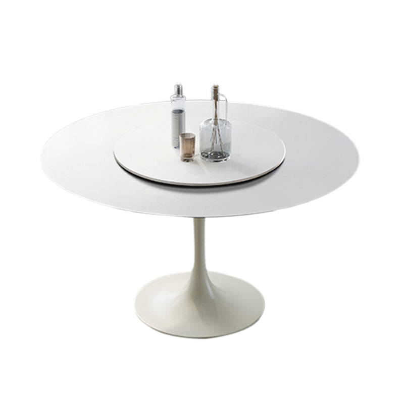 Round Dining Table Tulip Base Dining Table in White for Dining Room 51.2"L x 51.2"W x 29.1"H Lazy Susan Without Chairs Clearhalo 'Dining Tables & Seating' 'Dining Tables' 'dining_table' 'furn' 'furn_dining_table' 'Furniture' 'Kitchen & Dining Furniture' 6056897