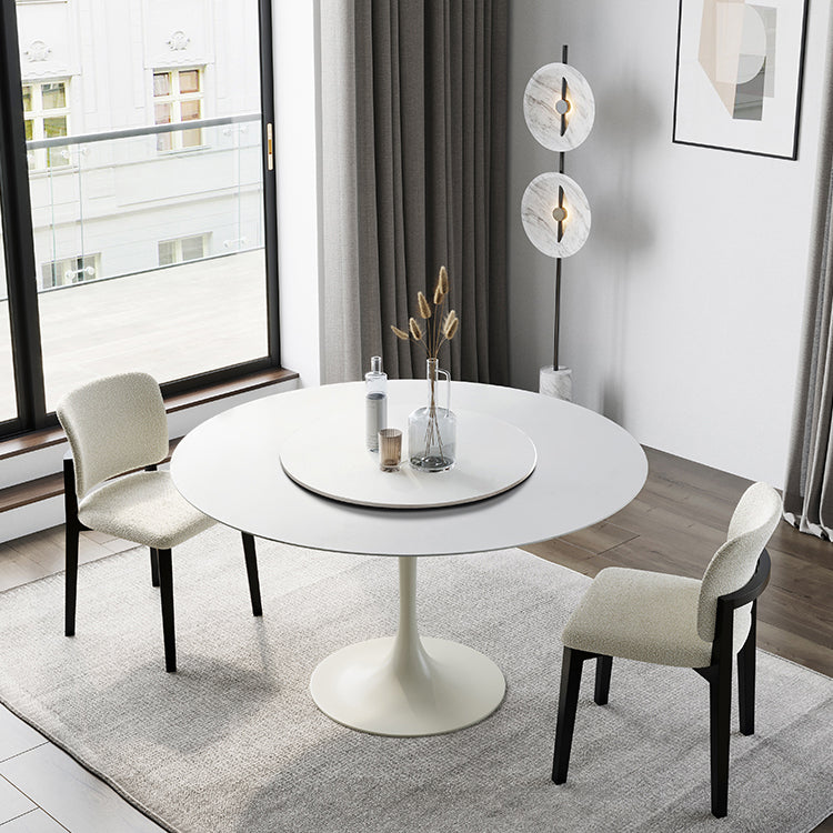 Round Dining Table Tulip Base Dining Table in White for Dining Room 47.2"L x 47.2"W x 29.1"H Lazy Susan Without Chairs Clearhalo 'Dining Tables & Seating' 'Dining Tables' 'dining_table' 'furn' 'furn_dining_table' 'Furniture' 'Kitchen & Dining Furniture' 6056898