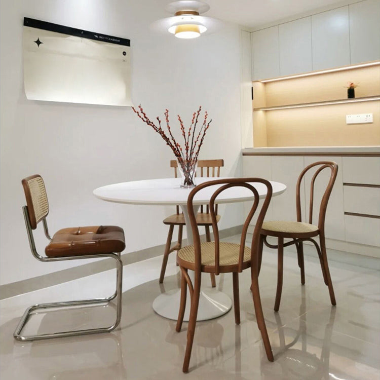 Round Dining Table Tulip Base Dining Table in White for Dining Room Clearhalo 'Dining Tables & Seating' 'Dining Tables' 'dining_table' 'furn' 'furn_dining_table' 'Furniture' 'Kitchen & Dining Furniture' 6056907