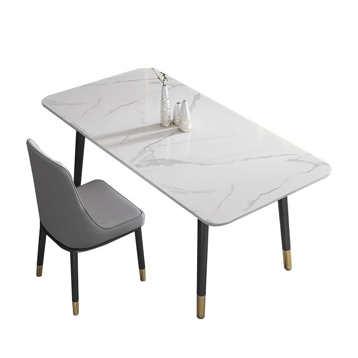 Rectangular Sintered Stone Dining Table Luxury Furniture with 4 Legs in Matte Finish Home Clearhalo 'Dining Tables & Seating' 'Dining Tables' 'dining_table' 'furn' 'furn_dining_table' 'Furniture' 'Kitchen & Dining Furniture' 6056939