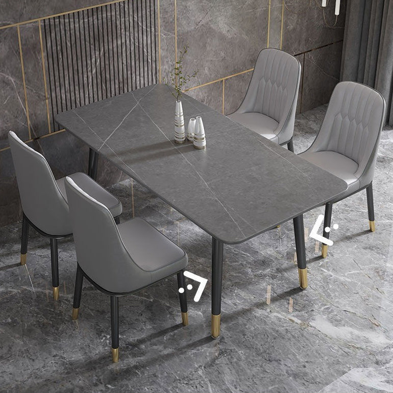 Rectangular Sintered Stone Dining Table Luxury Furniture with 4 Legs in Matte Finish Home Clearhalo 'Dining Tables & Seating' 'Dining Tables' 'dining_table' 'furn' 'furn_dining_table' 'Furniture' 'Kitchen & Dining Furniture' 6056944