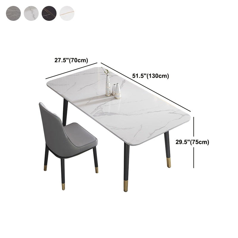 Rectangular Sintered Stone Dining Table Luxury Furniture with 4 Legs in Matte Finish Home Clearhalo 'Dining Tables & Seating' 'Dining Tables' 'dining_table' 'furn' 'furn_dining_table' 'Furniture' 'Kitchen & Dining Furniture' 6056950