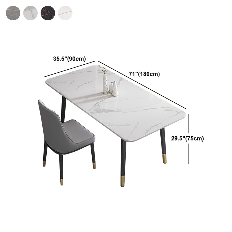 Rectangular Sintered Stone Dining Table Luxury Furniture with 4 Legs in Matte Finish Home Clearhalo 'Dining Tables & Seating' 'Dining Tables' 'dining_table' 'furn' 'furn_dining_table' 'Furniture' 'Kitchen & Dining Furniture' 6056953