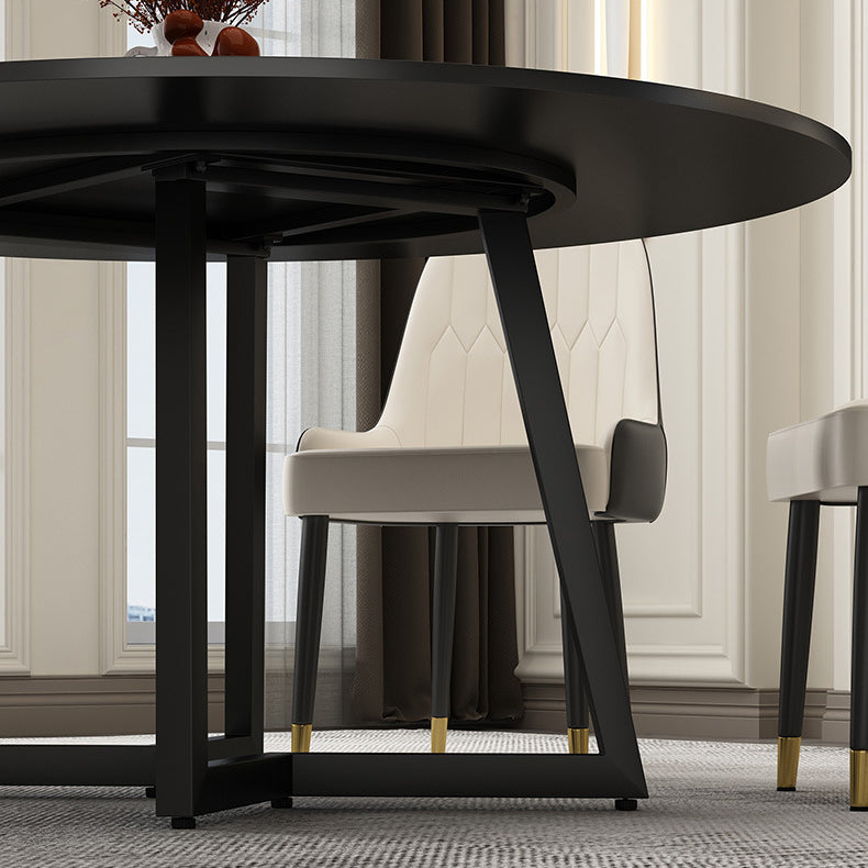 Round Sintered Stone Dining Table Modern Furniture with Double Pedestal for Home Clearhalo 'Dining Tables & Seating' 'Dining Tables' 'dining_table' 'furn' 'furn_dining_table' 'Furniture' 'Kitchen & Dining Furniture' 6056978