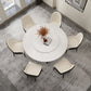 Round Sintered Stone Dining Table Modern Furniture with Double Pedestal for Home White Lazy Susan Clearhalo 'Dining Tables & Seating' 'Dining Tables' 'dining_table' 'furn' 'furn_dining_table' 'Furniture' 'Kitchen & Dining Furniture' 6056981