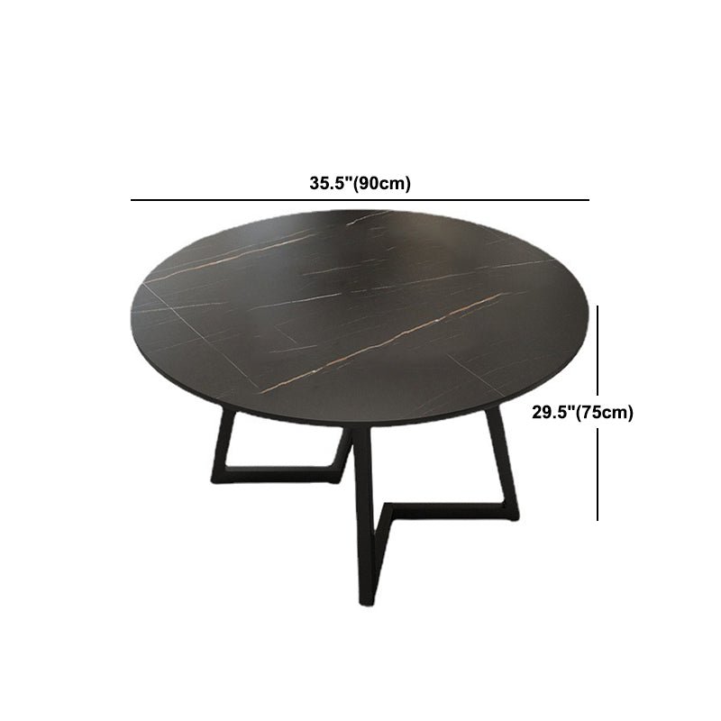 Round Sintered Stone Dining Table Modern Furniture with Double Pedestal for Home Clearhalo 'Dining Tables & Seating' 'Dining Tables' 'dining_table' 'furn' 'furn_dining_table' 'Furniture' 'Kitchen & Dining Furniture' 6056990