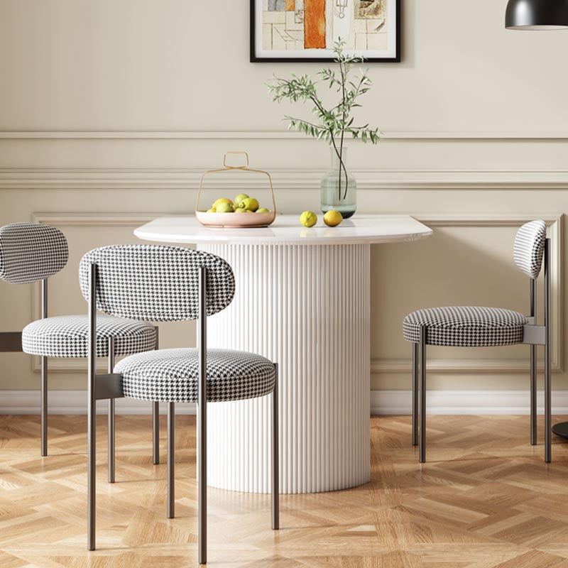 Steen bovenste eettafel Moderne dubbele voetstuktafel in het wit