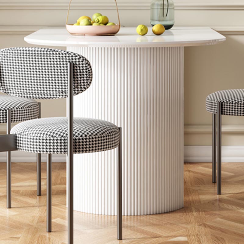 Steen bovenste eettafel Moderne dubbele voetstuktafel in het wit