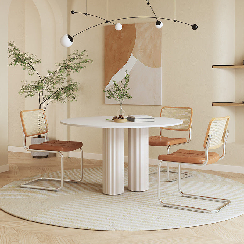 Round Dining Table Modern Furniture with Solid Wood Base for Home Wood 39.4"L x 39.4"W x 29.5"H Without Chairs Clearhalo 'Dining Tables & Seating' 'Dining Tables' 'dining_table' 'furn' 'furn_dining_table' 'Furniture' 'Kitchen & Dining Furniture' 6057048