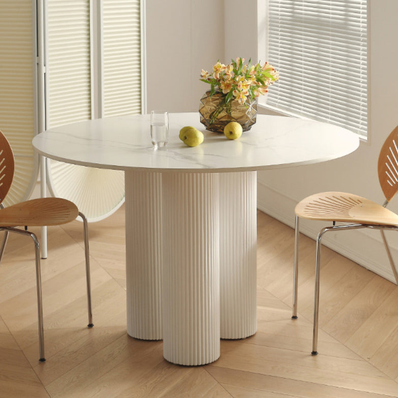 Round Dining Table Modern Furniture with Solid Wood Base for Home Slate Without Chairs Clearhalo 'Dining Tables & Seating' 'Dining Tables' 'dining_table' 'furn' 'furn_dining_table' 'Furniture' 'Kitchen & Dining Furniture' 6057050