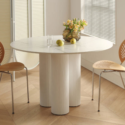 Round Dining Table Modern Furniture with Solid Wood Base for Home Slate Without Chairs Clearhalo 'Dining Tables & Seating' 'Dining Tables' 'dining_table' 'furn' 'furn_dining_table' 'Furniture' 'Kitchen & Dining Furniture' 6057050