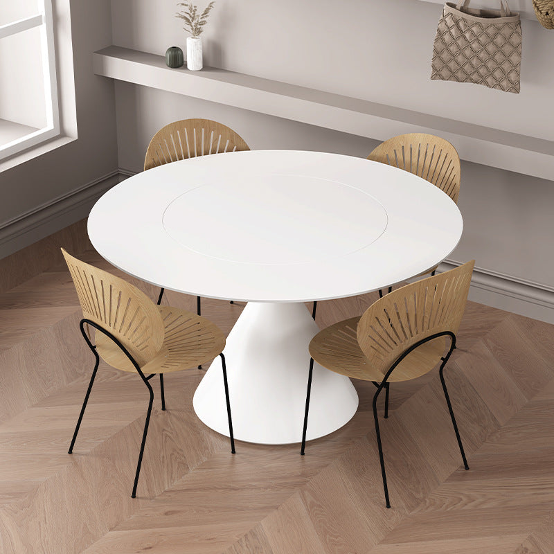 Round Sintered Stone Dining Table Modern Dining Table with Steel Pedestal Base for Home White 47.2"L x 47.2"W x 29.5"H Lazy Susan Clearhalo 'Dining Tables & Seating' 'Dining Tables' 'dining_table' 'furn' 'furn_dining_table' 'Furniture' 'Kitchen & Dining Furniture' 6057064