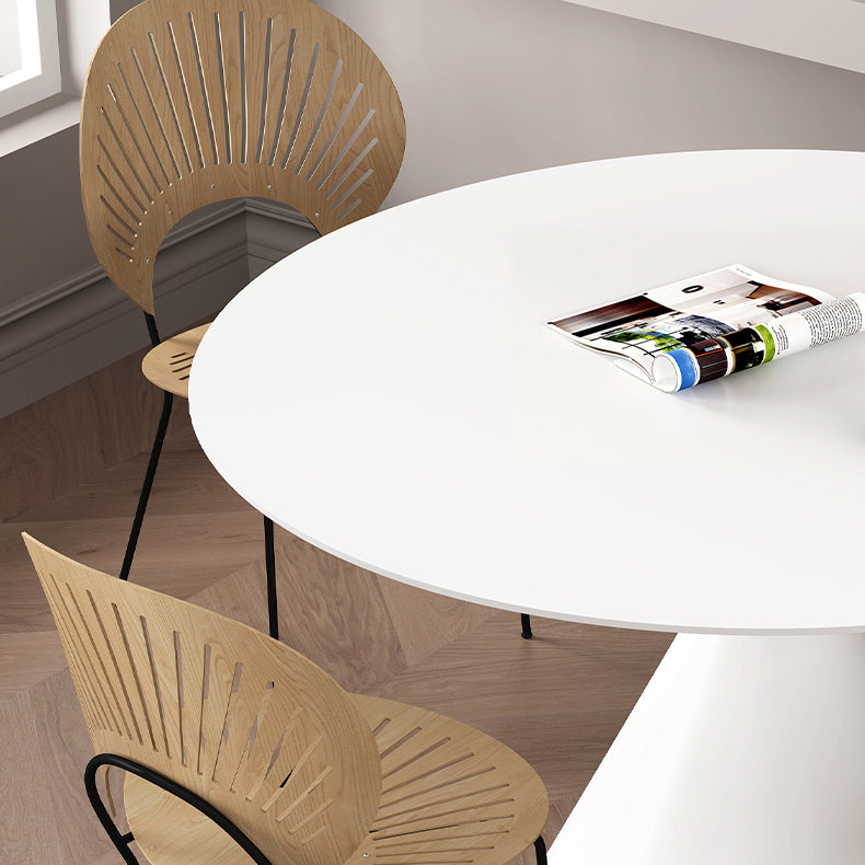 Round Sintered Stone Dining Table Modern Dining Table with Steel Pedestal Base for Home Clearhalo 'Dining Tables & Seating' 'Dining Tables' 'dining_table' 'furn' 'furn_dining_table' 'Furniture' 'Kitchen & Dining Furniture' 6057067