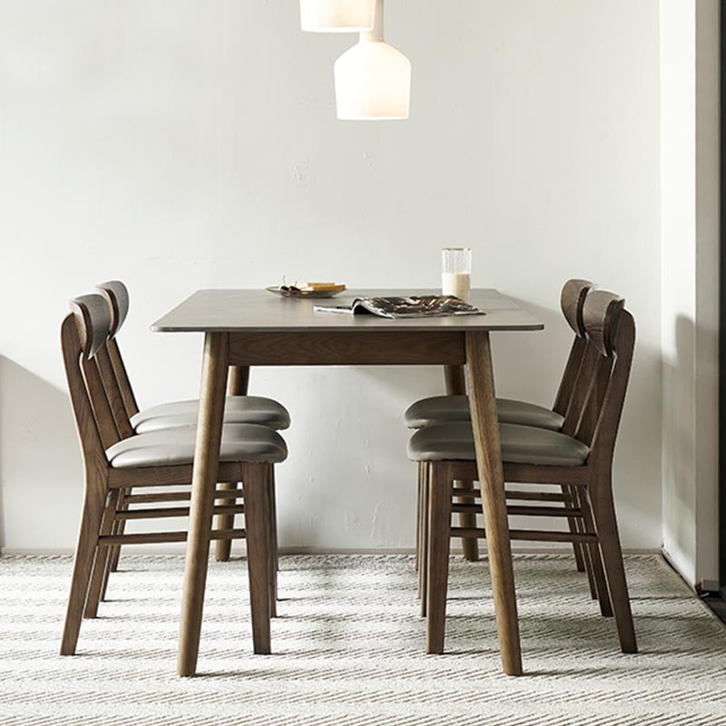 Mid-Century Rectangle Dining Table Solid Wood Base Dining Table for Dining Gray 63"L x 31.5"W x 29.9"H Without Chairs Clearhalo 'Dining Tables & Seating' 'Dining Tables' 'dining_table' 'furn' 'furn_dining_table' 'Furniture' 'Kitchen & Dining Furniture' 6057083