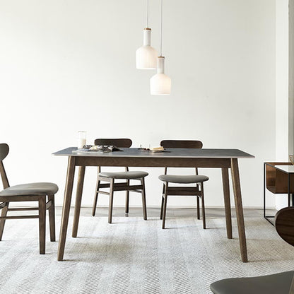 Mid-Century Rectangle Dining Table Solid Wood Base Dining Table for Dining Gray 47.2"L x 31.5"W x 29.9"H Without Chairs Clearhalo 'Dining Tables & Seating' 'Dining Tables' 'dining_table' 'furn' 'furn_dining_table' 'Furniture' 'Kitchen & Dining Furniture' 6057084